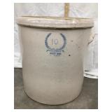 10 Gal. White Hall Stoneware Crock, Rim, Handle