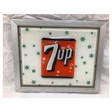 Vintage 7-Up "3D" Plastid w/ Aluminum Frame Sign,