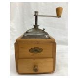 Small Wood Table Top Coffee Grinder, 8"T