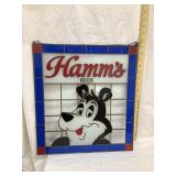 1989 Hamm's Beer Stained Glass Sign w/ Bear,
