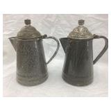 (2) Gray Graniteware Coffee Pots, 7"T