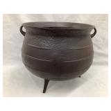 Cast Iron Kettle, No Handle, Rim Cracks, 10 1/2"T