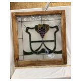 Stained Glass Window w/ Grapes, Frame is 26"x26",