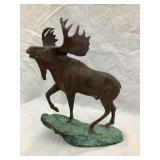 Moose Metal Statue, 9"T, 7 1/2"L
