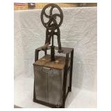 Early Square Butter Churn Metal Tub w/ Cast Iron