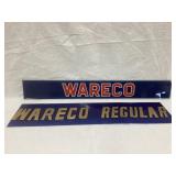 (2) WARECO Gas Station Pump Signs, (1) Glass,