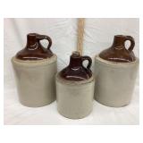 (3) Stoneware Jugs, (2) 1 Gal. &(1) 1/2 Gal., All