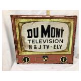 Du Mont Television Embossed Tin Sign adv. H&J TV,
