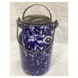 Blue & White Swirl Enamel Cream Can, 7 1/2"T