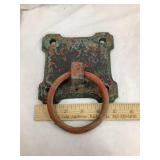 Cast Metal Building Horse Hitch Ring, Plate-Cast