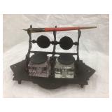 Cast Iron Double Ink Well, 8 3/4"L, 4 1/4"T, 4