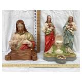 Vintage Religious Chalk Statues, Incl. (1) w/