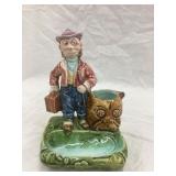 Majolica Figural Match Holder/Ashtray, 5??T, Chip