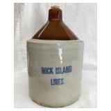 Rock Island Lines Adv. 1 Gal. Cone Top Stoneware
