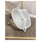 Vintage Cast Iron & Porcelain Corn Sink W/