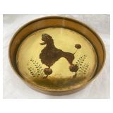 Peter Ompir Signed Folk Art Poodle Metal Serving