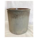 Early Salt Glazed Ribbed Crock, 7 1/2"T