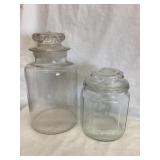 (2) Glass Candy Jars, (1) w/ Incorrect Lid & Rim