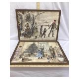 (2) Hand Drawn/Painted Christmas/Winter Framed