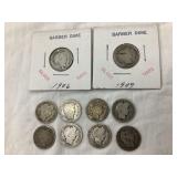 (10) Silver Barber Dimes