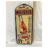 Vintage Whistle Soda Adv. Metal Thermometer,