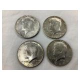 (4) 1964 Silver Kennedy Half Dollars