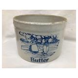 5 lbs. Stoneware Butter Crock w/ Dutch Scene,Rim