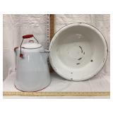 (2) Enamel Ware Pieces, Incl. Coffee Pot/ Boiler
