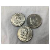 (3) Silver Franklin Half Dollars