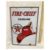 Texaco Fire Chief Porcelain Pump Plate Sign,