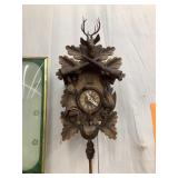 German Wooden Cuckoo Clock w/ Hunting & Game