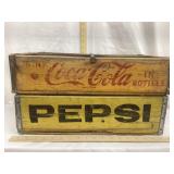 (2) Vintage Wood Pop Crates, Pepsi & Coca- Cola