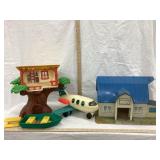 Large Lot of Misc. Fischer Price Toys, Tin Barn &