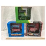 (3) Ertl 1/64 Scale Combines, JD-MF-Case IH, All