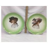 (2) Victorian Lady Plates, 10'Diameter