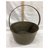 Early Copper Bucket w/ Cast Iron Handle, 12"T
