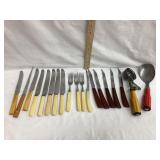(17) Pieces of Vintage Silverware, Some Bakelite