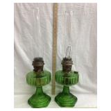 (2) Aladdin Corinthian Model B Green Kerosene