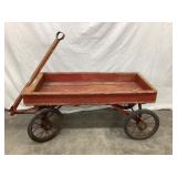 Primitive Red Painted Wood Coaster Wagon, 15