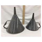(2) Gray Graniteware Funnels, 8' & 6'T