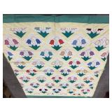 Vintage Tulip Quilt Top, Some Discoloration,