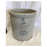 Red Wing 2 Gal. Crock, 4' Wing, Base Nicks,