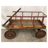 Vintage Carryall Wood Coaster Wagon w/ Rack, Wood