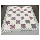Vintage Hand Stitched Quilt, Some Stains, Fading,