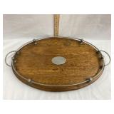 Vintage Wood & Metal Serving Tray, 20 3/4"L