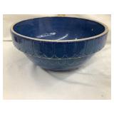 Blue Glazed Stoneware Bowl w/ Picket Fence Style
