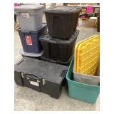 (1) Storage Plastic Tote, (6) Plastic Storage