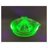 Green Depression Uranium Glass Juicer, Glowing,