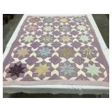 Vintage Hand Stitched Cutter Quilt, Stains,