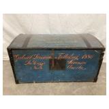 Primitive Hand Painted Immigrants Wood Trunk from